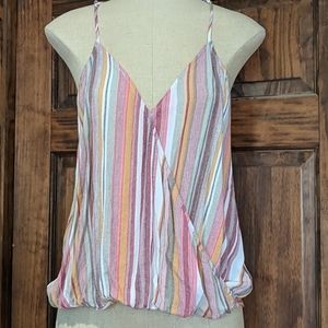 Boutique stripe tank with lace back. Size large